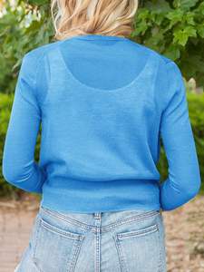 Boléro cardigan transparent à motif floral uni pour femme, avec nœud, manches longues, léger, ouvert sur le devant, style crop top, idéal pour l'été - Product Image 3