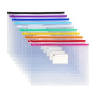 PVC personnalisé classement A4 enveloppes zippées fichier étanche en plastique organisateur de stockage de documents fermeture éclair Document sac avec étiquette en papier sac