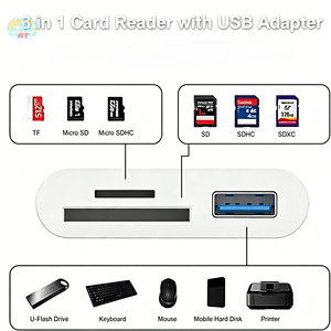 Lecteur de cartes OTG 3-en-1 en gros USB Type-C TF/<span class=keywords><strong>SD</strong></span> pour ordinateur portable, téléphone externe, tablette, connecteur de carte mémoire - Product Image 2