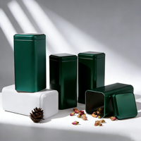 Boîte en métal carrée en fer blanc de qualité alimentaire, écologique et recyclable avec logo personnalisé pour le stockage de matcha, de café, de bonbons et de biscuits