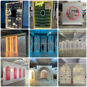 SMOOTH Warm Light Carved Hollow White <b>Flower</b> Acrylic Arch <b>Wall</b> Pvc Backdrop Acrylic <b>Panel</b> Stand Display - Product Image 3