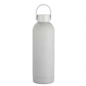 Minimalist Stainless Steel Vacuum Flask With Handle White Travel Thermos Double Wall Insulated 24 Hour Heat Retention - Product Image 2