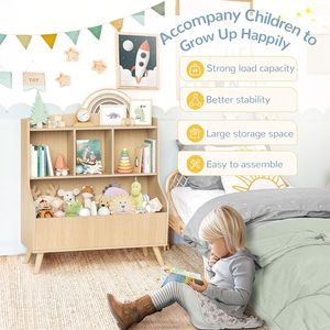 Étagère pour enfants, stockage de livres et jouets pour bébés, présentoir pour la maison, étagère en bois moderne - Product Image 6