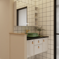 Mueble de Baño Moderno de Estilo Nuevo, Ahorrador de Espacio, de Aluminio, Impermeable, Serie Blanca, para Uso en Exteriores de Villas