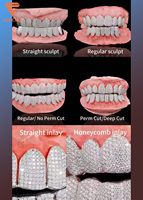 Grillz personnalisés à découpe profonde avec incrustation nid d'abeille, Moissanite VVS et pierres baguette vertes, en argent 925, style Hiphop Iced Out