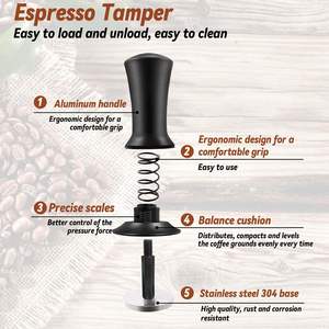 Kit Accessori per Macchina da Caffè Espresso <span class=keywords><strong>22</strong></span> Pezzi, Set Tamper con Brocca per Schiuma, Strumento WDT e 16 Stencil per Latte Art - Product Image 3