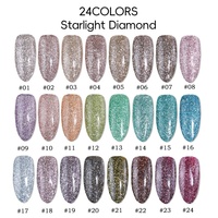 Gel Diamant Scintillant Effet Étoile 24 Couleurs Marque Privée 1KG – Vernis à Ongles Soak-Off Scintillant Disco pour Manucure