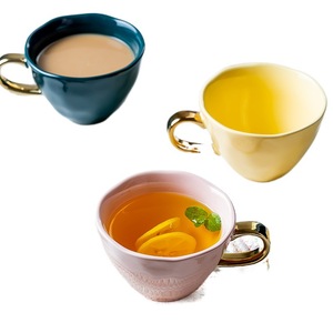 Taza de Cerámica Estilo Nórdico con Esmalte de Color y Baño de Oro para Desayuno, Café o Leche - Product Image 6