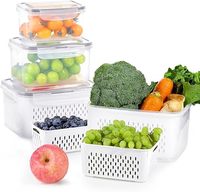 Stapelbare koelkast opbergbox met afdruipbak en afsluitbaar deksel voor het organiseren van groenten en fruit in de keuken
