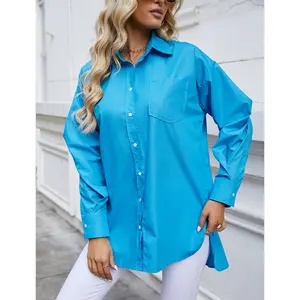 Most Stylish Women Custom Made Heather Blue Oversized T Shirt For Sale Women Drop Shoulder Blank T Shirt