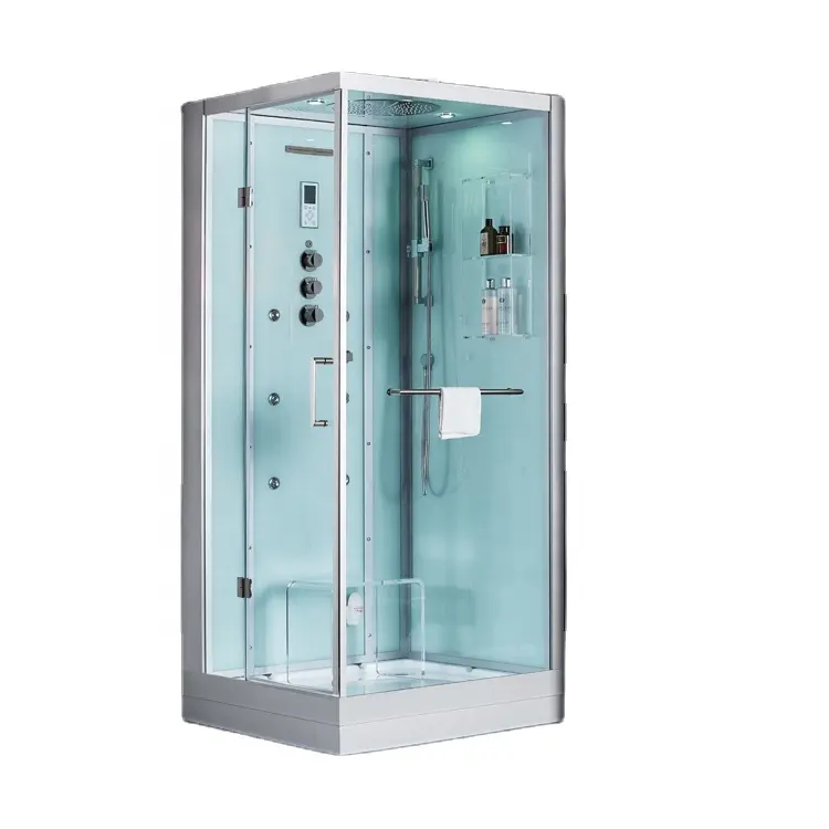 Maison en verre portable vapeur portable bain turc s.s cascade robinet en laiton jets en laiton massage salle de douche