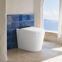 WC intelligent moderne monobloc avec bidet électrique, couvercle automatique, lavage à l'eau chaude, séchage à l'air et chasse d'eau par capteur