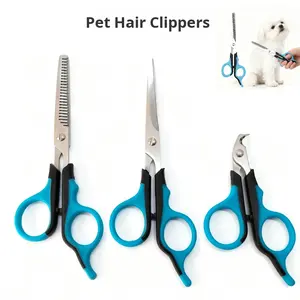 Tijeras de Peluquería para <span class=keywords><strong>Mascotas</strong></span> de Plástico y Acero Inoxidable, Fáciles de Usar, para Adelgazar el Pelo de Perros y Gatos, Tijeras Planas para el Cuidado de las Uñas - Product Image 1