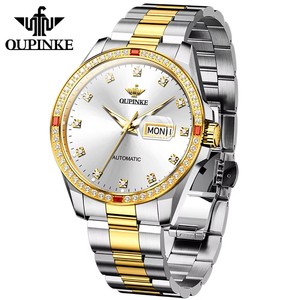 OUPINKE 3261 Montre homme automatique mécanique à mouvement japonais original, cadran diamanté de luxe, double calendrier, montres classiques pour affaires - Product Image 5