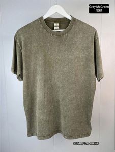 T-shirts pour hommes en coton 100% de haute qualité 260 g/m², personnalisables, style hip-hop streetwear, col rond, effet délavé vintage, épaules tombantes - Product Image 3