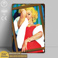 Poster Logam Tin Sign Grosir Simulasi 3D Vintage Girl Poster Plate Custom Sublimasi Lukisan Besi Dekorasi Dinding untuk Bar Rumah