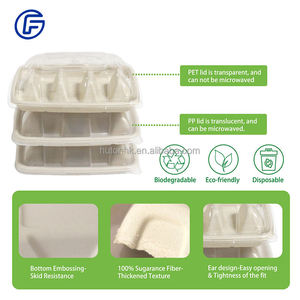 Envase Biodegradable y Compostable para Tacos y Platos Desechables con 3 Divisiones, Tapa Apta para Microondas, Embalaje de Bagazo de Caña de Azúcar - Product Image 5