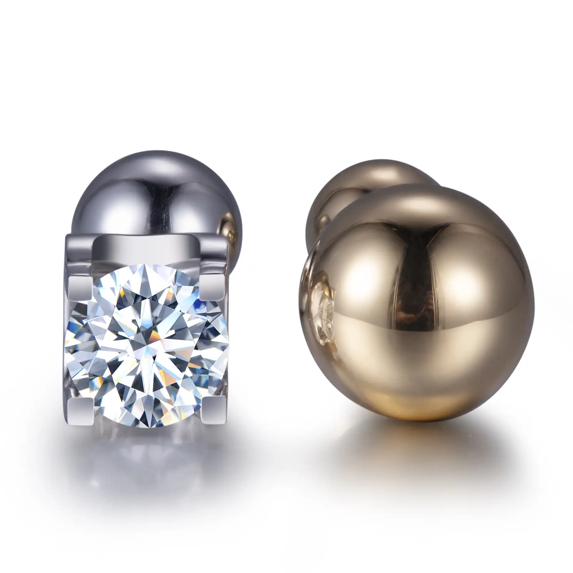 Messi Jewelry Round Brilliant Cut Lab Grown Diamond woman fashion jewelry 18k yellow gold diamond stud earrings