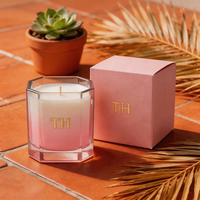 Pot à bougie en verre géométrique carré esthétique à dégradé, personnalisé, 8oz, 12oz, 16oz, pour la fabrication de bougies parfumées, boîte en vrac