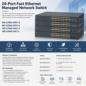 Commutateur réseau Ethernet rapide géré 24 ports <span class=keywords><strong>WS</strong></span>-<span class=keywords><strong>C2960</strong></span>-24PC-<span class=keywords><strong>S</strong></span> <span class=keywords><strong>WS</strong></span>-<span class=keywords><strong>C2960</strong></span>-24TC-<span class=keywords><strong>S</strong></span> <span class=keywords><strong>WS</strong></span>-<span class=keywords><strong>C2960</strong></span>-<span class=keywords><strong>24LC</strong></span>-<span class=keywords><strong>S</strong></span> <span class=keywords><strong>WS</strong></span>-<span class=keywords><strong>C2960</strong></span>-24LT-L - Product Image 1