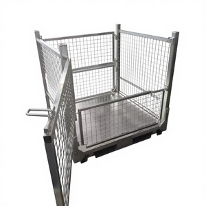 Contenitore in rete metallica zincata impilabile e pieghevole a 4 livelli per magazzino, capacità 1500 kg - Product Image 1