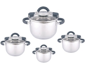 Batterie de cuisine en acier inoxydable d'usine <span class=keywords><strong>Jiangmen</strong></span> 16/18/20/24cm forme de ventre 8 pièces casserole batterie de cuisine - Product Image 1