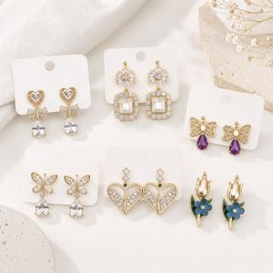 <b>Earrings</b> Wholesale Bulk 14K <b>Gold</b> Plated Fashion Flower Stud <b>Dangle</b> <b>Earrings</b> - Product Image 1