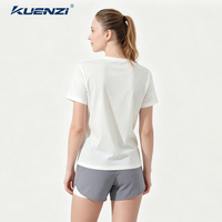 T-shirts pour femmes Kuenzi Luxury RTS, commande en gros, 20% laine mérinos, 77% lyocell, 3% élasthanne, 180 GSM, respirants, doux, col rond, blancs