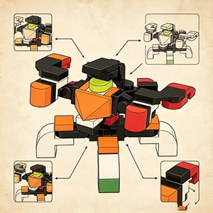 DIY Building Blocks Robot 4‑Legged Swift Soldier Mecha Building Block Transforming Bricks Toy for Kids Assembly <b>Model</b> <b>Kit</b> - Product Image 5