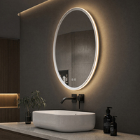 Espejo de Vanidad Redondo Moderno con Iluminación LED Inteligente IP44, Antivaho, de Pared, con Luz Ajustable para Uso en Hoteles y Apartamentos