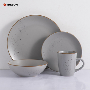 Service de vaisselle moderne de luxe, nouveau design gris, assiettes à dîner, fournitures hôtelières, service de table pour restaurants - Product Image 1