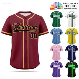 Бейсбольная футболка в стиле ретро (размер США), с индивидуальным цифровым принтом (логотип, имя), быстросохнущая, красная, с вышивкой, для мужчин - Product Image 1