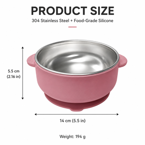 Bol à ventouse amovible en acier inoxydable 304 pour bébé, avec <span class=keywords><strong>base</strong></span> en silicone de qualité alimentaire et doubles poignées, 0-12 mois, sans BPA, vente en gros - Product Image 5