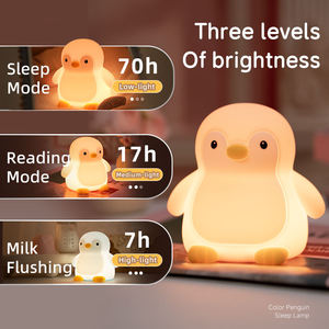 Portable Cute Penguin Night <b>Light</b> Blue Pink <b>Usb</b> Rechargeable Animal Lamp with Colorful Soft <b>Lights</b> for Kids Baby Bedroom - Product Image 6
