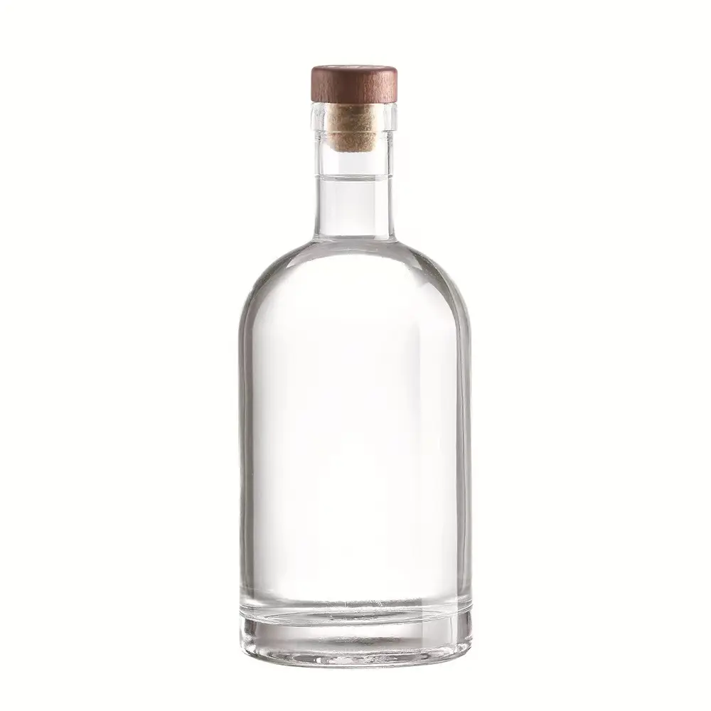 卸売カスタマイズ可能な製品シンプルフラットクリア空酒ワイングラスボトル500mlコルク付き