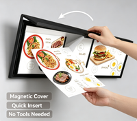 Boîtes lumineuses publicitaires LED à cadre noir suspendues avec panneaux d'affichage de menu modulaires pour restaurants, cafés, vente en gros