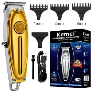 KEMEI km1949-Cortadora de pelo eléctrica inalámbrica profesional para hombres, cortadora de pelo con hoja en forma de T