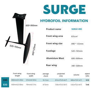Ala de Hidroala de Carbono SURGE 890 de Alto Rendimiento al por Mayor, Ala Delantera de Baja Resistencia y Alta Velocidad para Pilotos de Hidroala Avanzados - Product Image 2