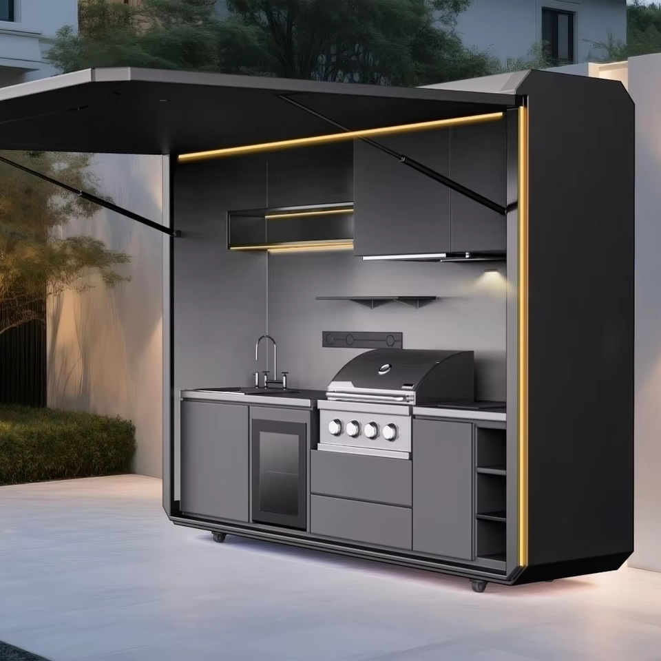 Modern Prefab Modular Portable Outdoor Kitchen Luxury Electric BBQ ...