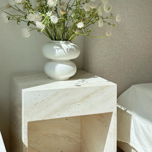Tủ đầu giường bằng đá travertine tự nhiên, thiết kế rỗng, phong cách wabi-sabi, dành cho phòng ngủ khách sạn cao cấp, bàn cạnh giường ngủ cao cấp có thể tùy chỉnh - Product Image 3