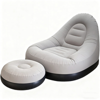 Canapé gonflable moderne et portable en PVC floqué avec repose-pieds, canapé gonflable pliable personnalisé en usine pour salon et camping