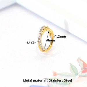 Stainless Steel Zircon <b>Nose</b> <b>Hoop</b> <b>Ring</b> Channel Setting Round Geometric Party Jewelry - Product Image 2