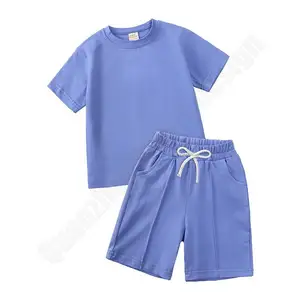 Custom Baby Boys Clothing Sets For 4 To 12 Years Old: 2022 Summer Solid Color Cotton Shorts And T-Shirt Kids Clothing Sets.