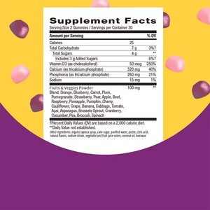 Kalsiyum <span class=keywords><strong>Vitamin</strong></span> D3 Jelibonları Kemik Sağlığını Destekleyen Takviyeler Meyve ve Sebze Tozu İçeren Multivitamin Kompleksi - Product Image 2