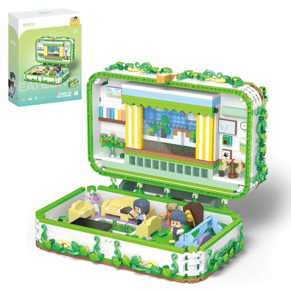 Fabricante de juguetes personalizados Venta caliente 2155 piezas 4 estaciones hermoso plástico Mini primavera juguete paisaje de primavera