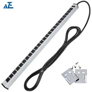 24 Outlet Heavy Duty Metal USA Power Strip with 15-Foot Ultra Long Power Cord Silver color For KVM Switch
