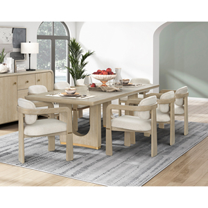 [Entrepôt USA] Ensemble <span class=keywords><strong>de</strong></span> <span class=keywords><strong>salle</strong></span> <span class=keywords><strong>à</strong></span> <span class=keywords><strong>manger</strong></span> <span class=keywords><strong>moderne</strong></span> en chêne 9 pièces <span class=keywords><strong>avec</strong></span> <span class=keywords><strong>table</strong></span> <span class=keywords><strong>à</strong></span> extension et chaises, expédition nationale aux États-Unis, MOQ : 1 ensemble - Product Image 1