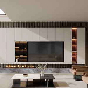 Meuble TV moderne avec foyer LED et prises électriques pour la maison, la chambre, le bureau, l'hôtel, console TV, centre de divertissement pour le salon - Product Image 1
