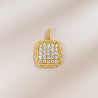 Elegante Ciondolo Quadrato Vintage con Diamanti Pavé, Diamante Creato in Laboratorio, Gioielli di Lusso in Oro Nobile 18K, Accessori per Donna