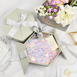 Hộp Bao Bì Hình Lục Giác Sang Trọng Trang Trí Màu Đen ZL Hộp Giấy Cứng Màu Hồng Kẹo Ngọt Hộp Quà Cưới Với Ribbon - Product Image 3